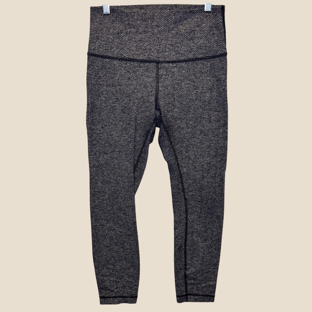 2241 | Lululemon Herringbone High Waisted Yoga Leggings Black White Women 6